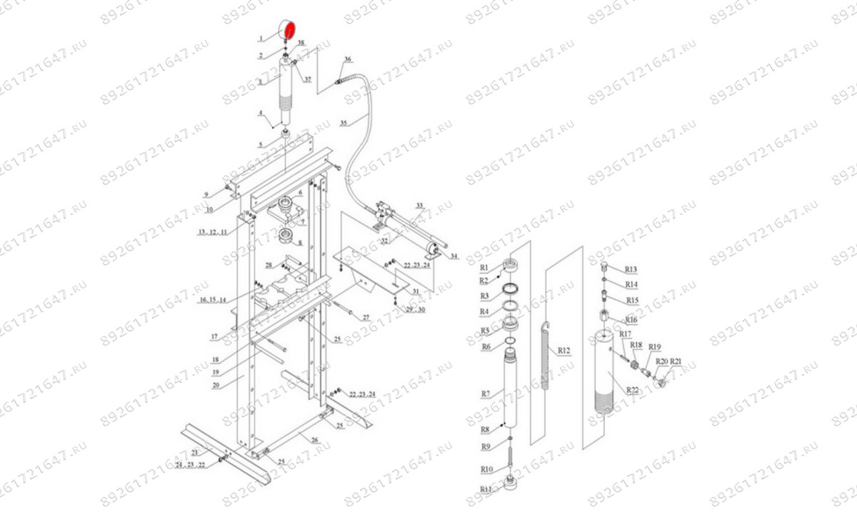  Манометр (Pressure gauge п.1) HJ0804.5005, HJ0804.7016 (0)