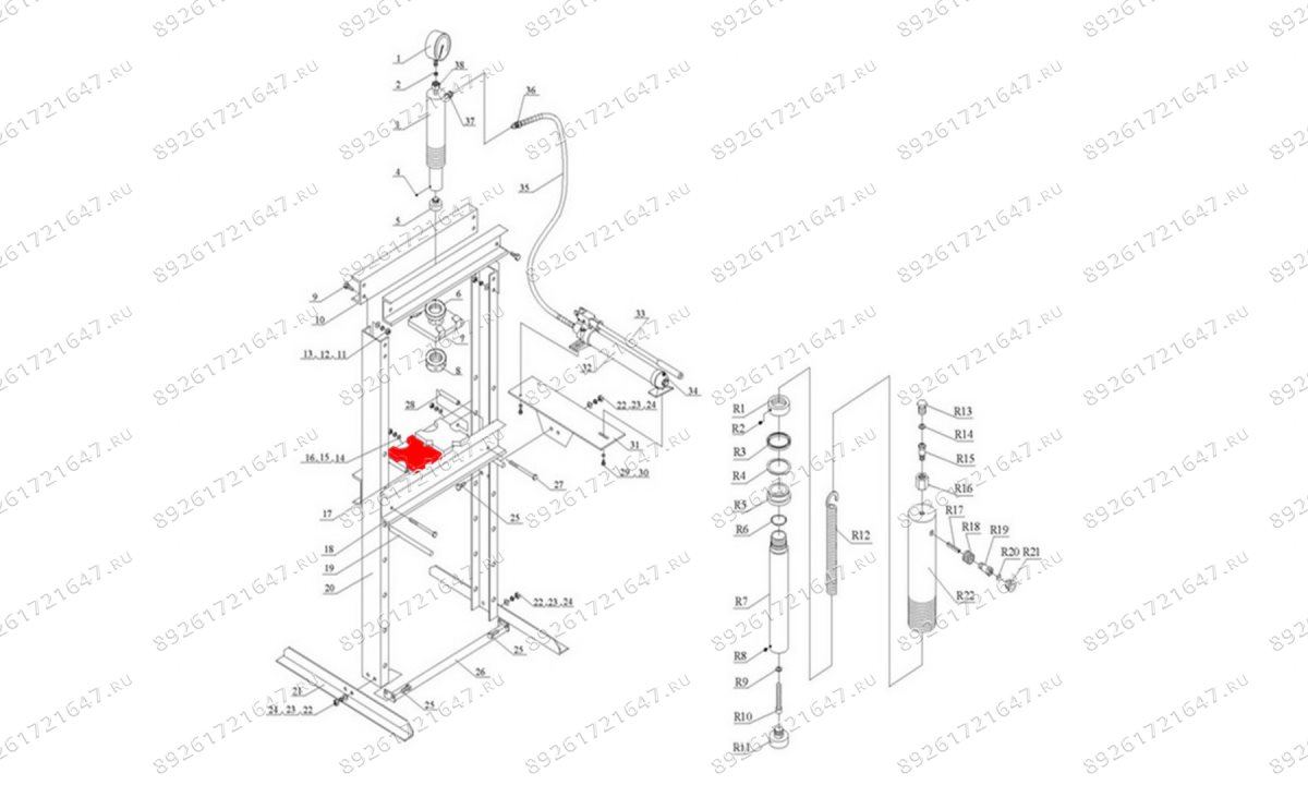  Блок (Heel block п.17) HJ0804.5005, HJ0804.7016 (0)
