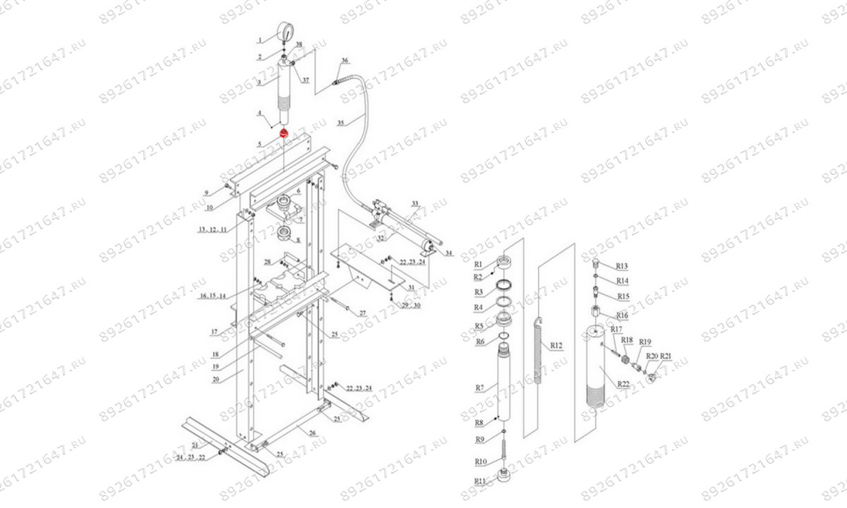  Опора гидроцилиндра (Serrated saddle п.5) HJ0804.5005, HJ0804.7016 (1)