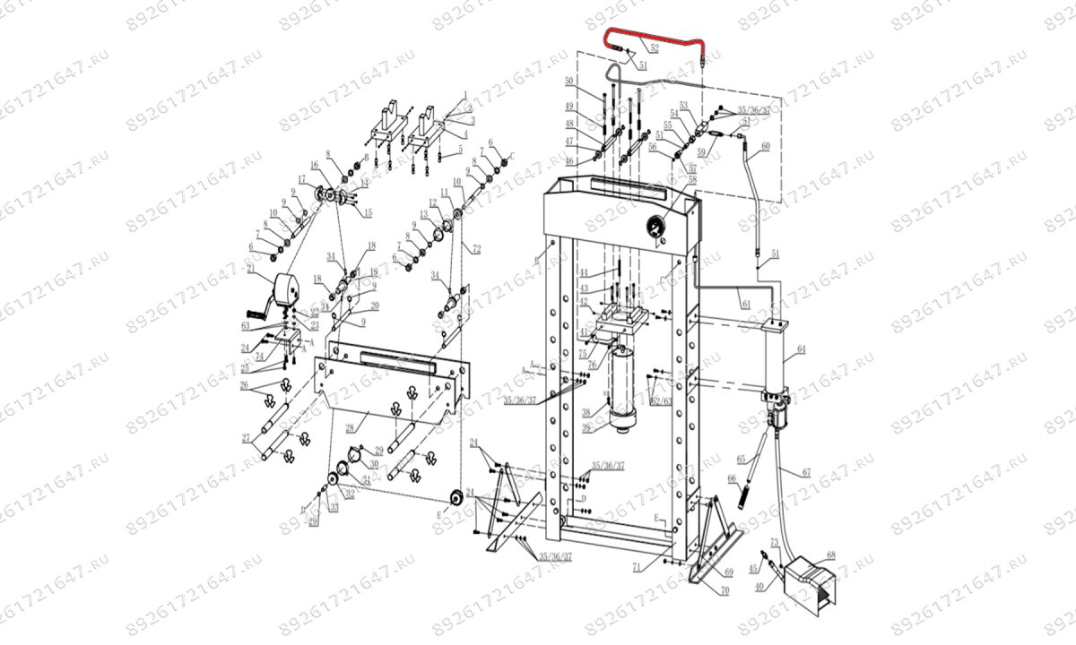  Шланг гидравлический (Hose п.52) HJ0811CE.5005 (1)