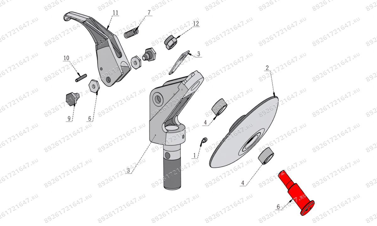  Шпиндель тарелки монтажного крюка V-26, V-57 (0)