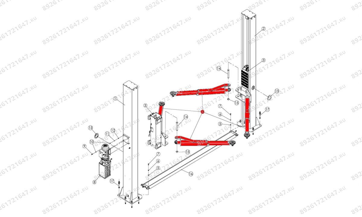  Двухсекционная лапа 760-1200 T4Е RAL1018 (0)