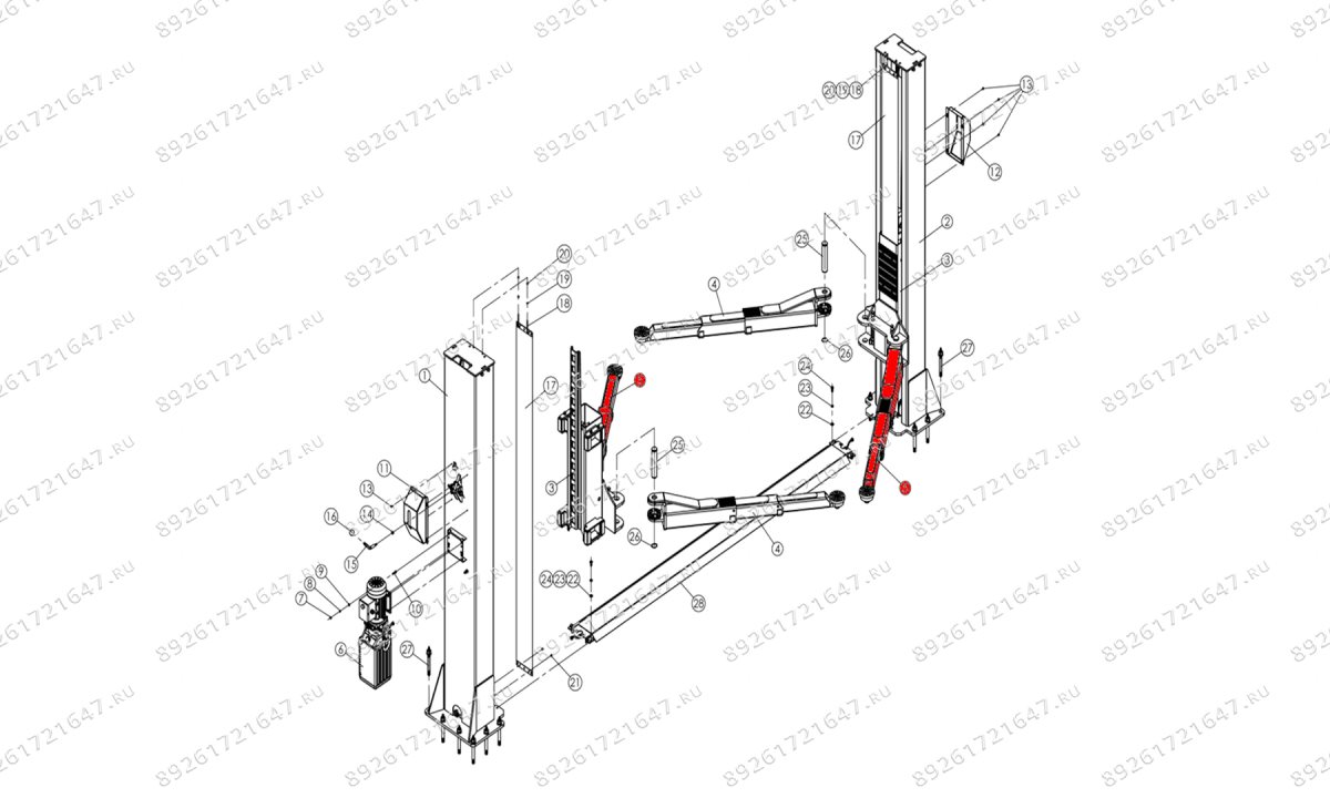  Трехсекционная лапа правая 760-1460 V2-5.5 RAL1018 (0)