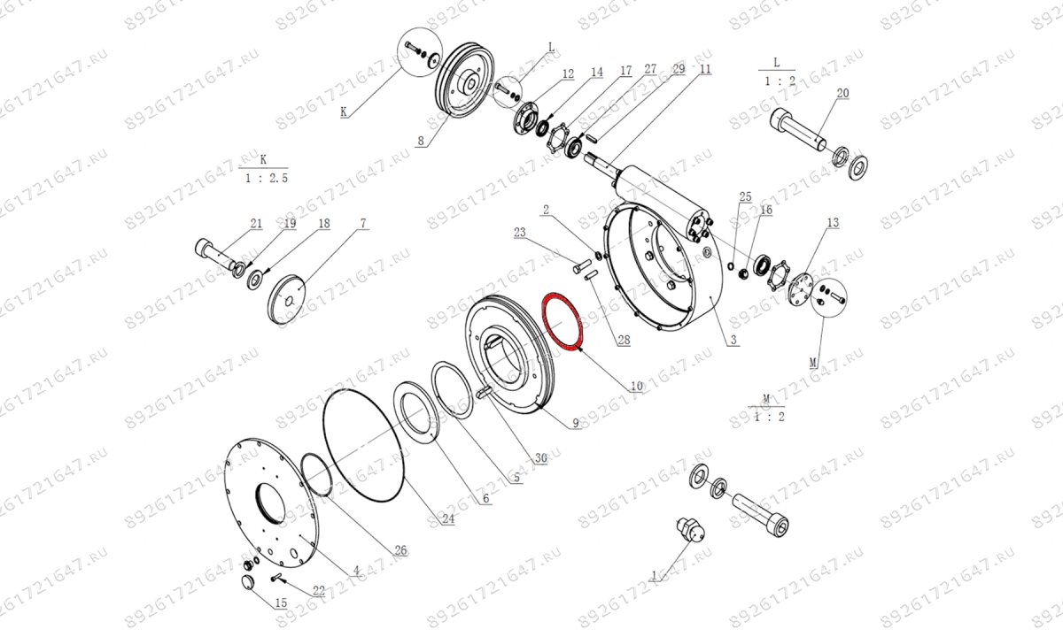  Шайба главного вала червячного редуктора V-57, V-57A (TC-20-1230006) (1)