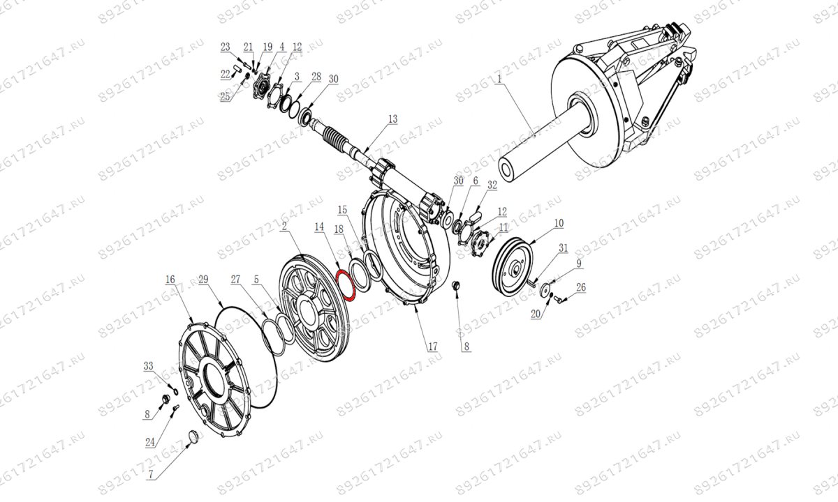  Шайба главного вала червячного редуктора V-26 (TC-10-1400005) (0)