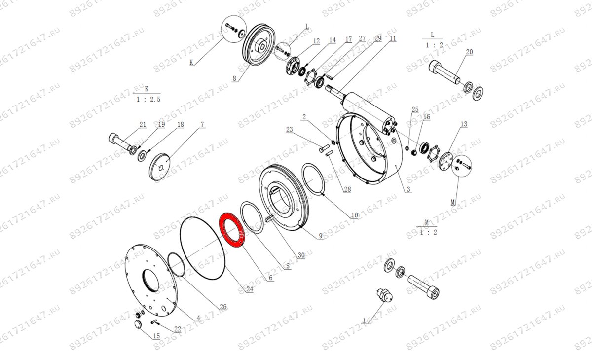  Шайба главного вала червячного редуктора V-57, V-57A (TC-20-1230012) (0)