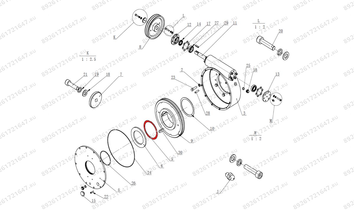  Шайба главного вала червячного редуктора V-57, V-57A (TC-20-1230013) (0)