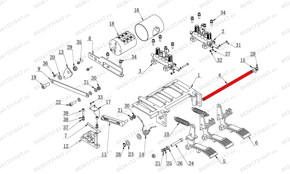  Шток педального узла V524, V526, V526U (0)