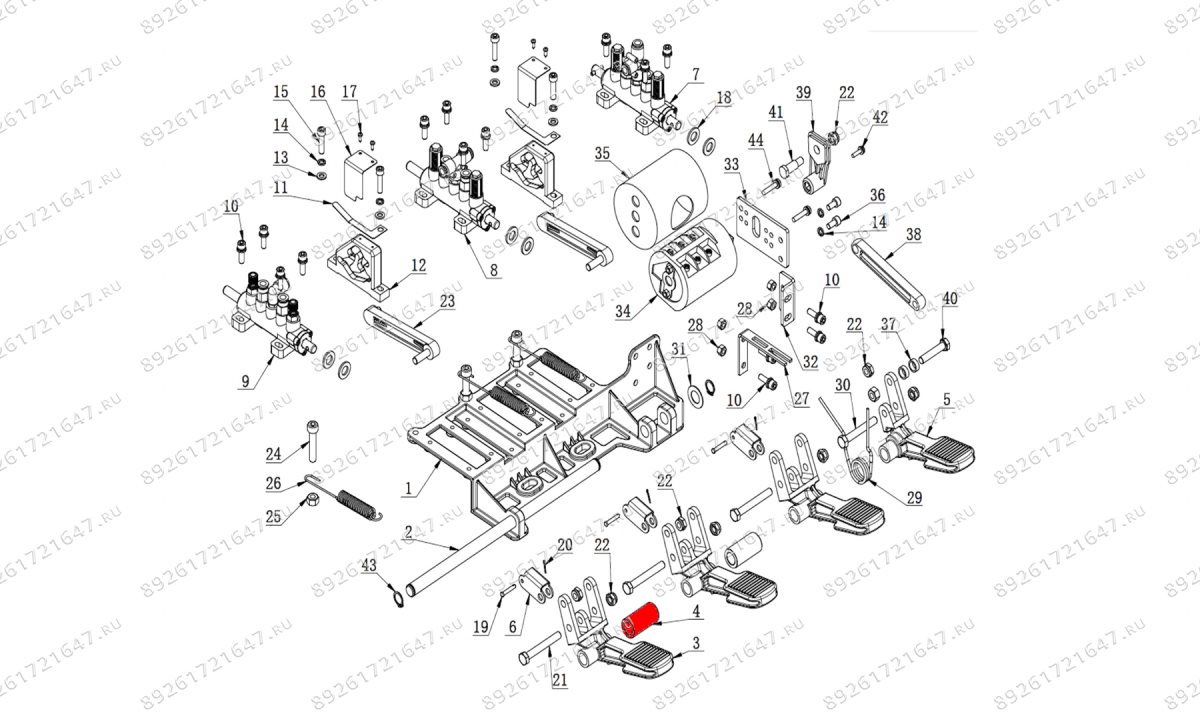  Втулка штока педального узла V521, V624, V626, V626IT, V730 (0)
