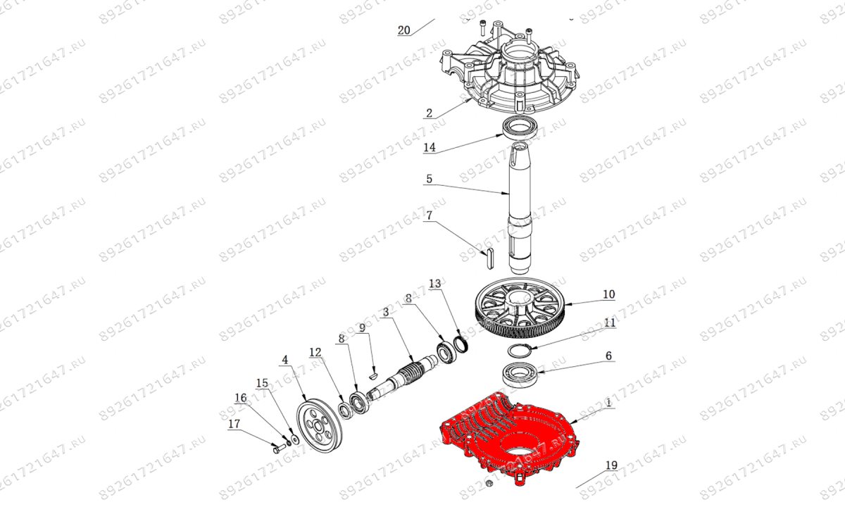  Нижняя часть корпуса редуктора V521, V524, V526, V526U, V624, V626, V626IT, V730 (0)