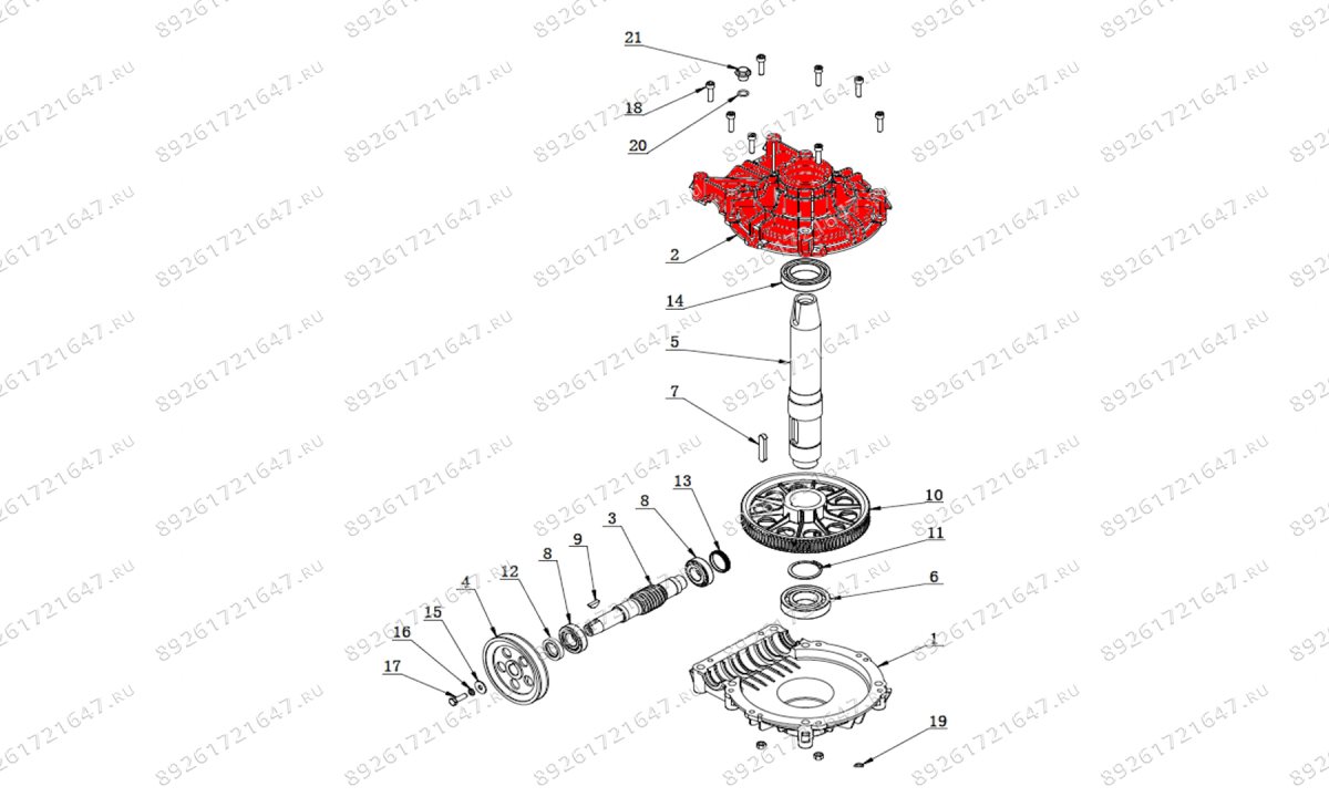  Верхняя часть корпуса редуктора V521, V524, V526, V526U, V624, V626, V626IT, V730 (0)