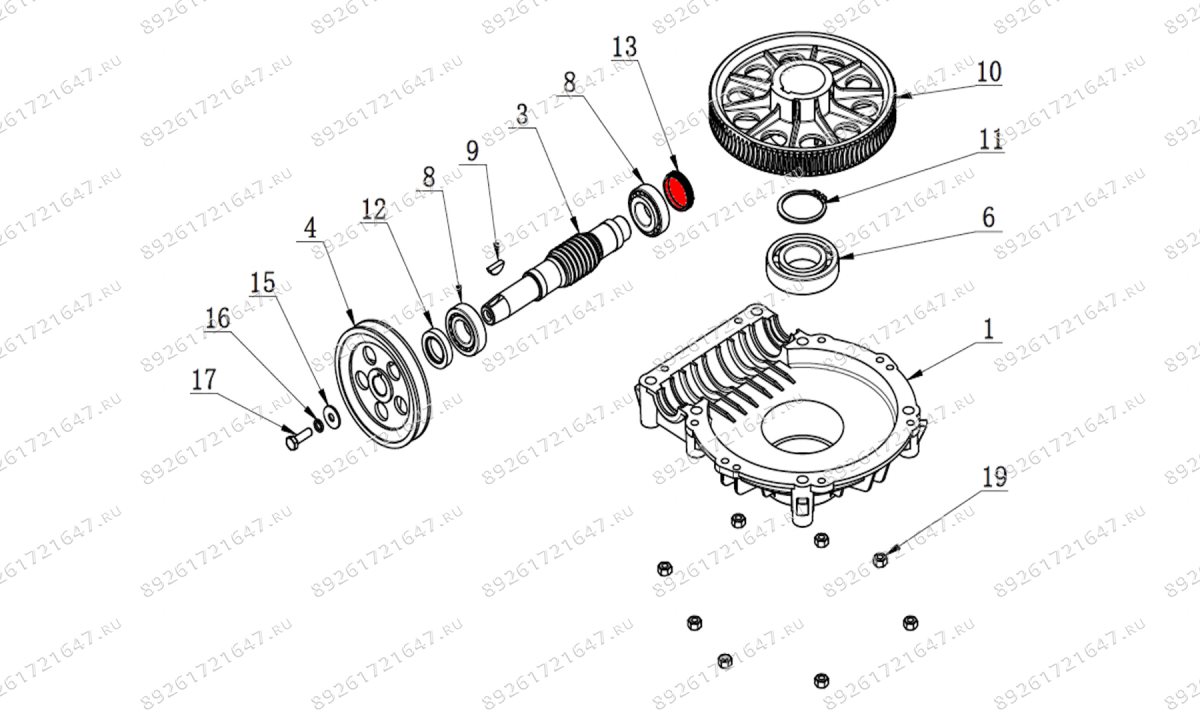  Крышка червячного вала двигателя V521, V524, V526, V526U, V624, V626, V626IT, V730 (0)