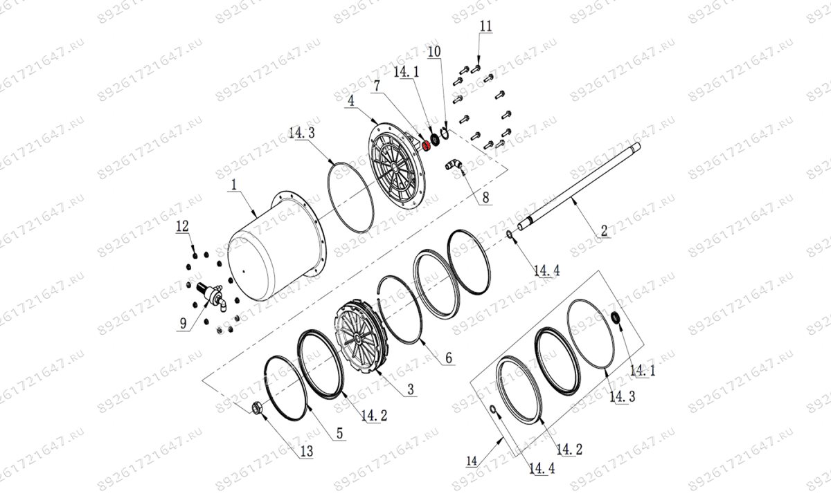  Направляющая втулка штока цилиндра отжима V521, V524, V526, V526U, V624, V626, V626IT, V730 (0)