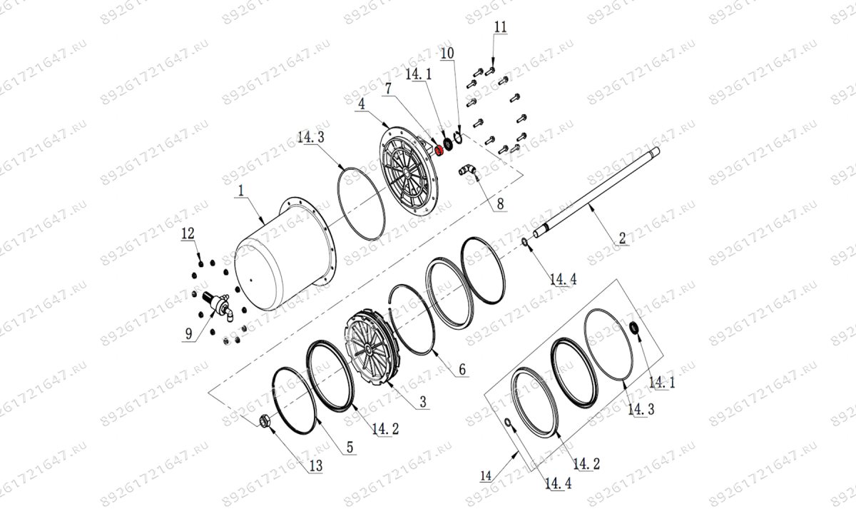  Направляющая втулка штока цилиндра отжима V521, V524, V526, V526U, V624, V626, V626IT, V730 (1)