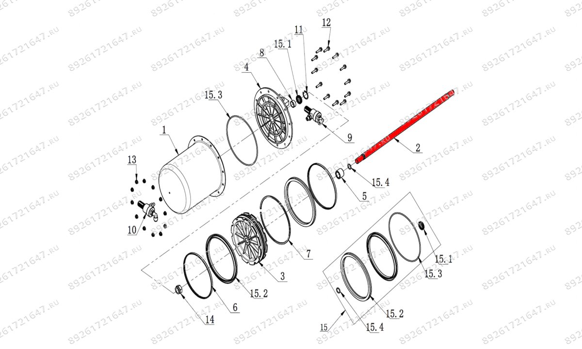  Шток цилиндра отжима 445мм V730 (0)