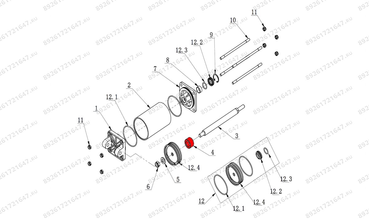  Направляющая втулка штока цилиндра монтажной колонны V730 (0)