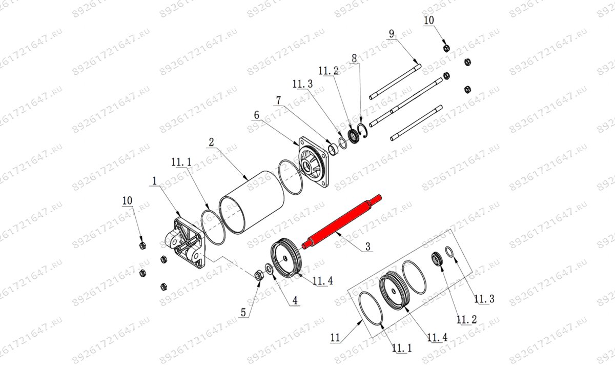  Шток цилиндра монтажной колонны D80 V624, V730 (0)