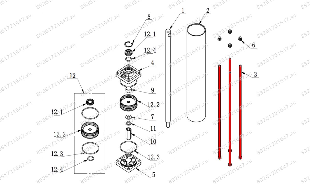  Болт-шпилька цилиндра зажима V524, V624 (0)