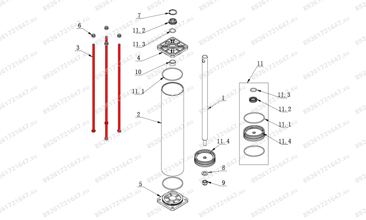  Болт-шпилька цилиндра зажима V526, V526U (0)