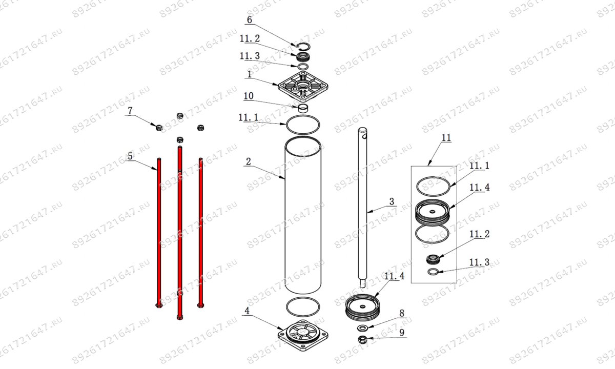  Болт-шпилька цилиндра зажима V626, V626IT, V730 (0)