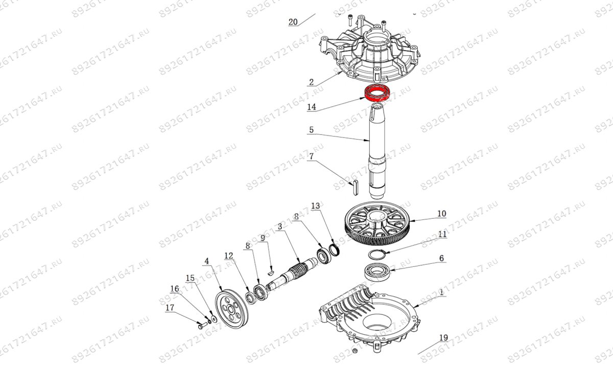  Подшипник червячного вала верхний V521, V524, V526, V526U, V624, V626, V626IT, V730 (0)