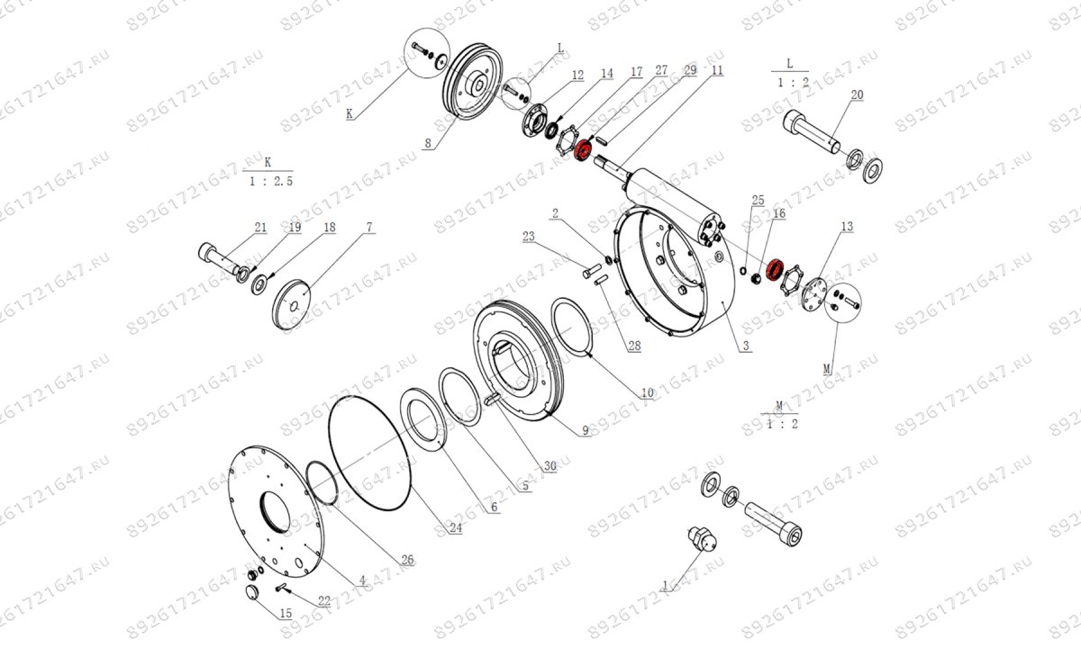  Подшипник червячного вала двигателя V521, V524, V526, V526U, V624, V626, V626IT, V730 (0)