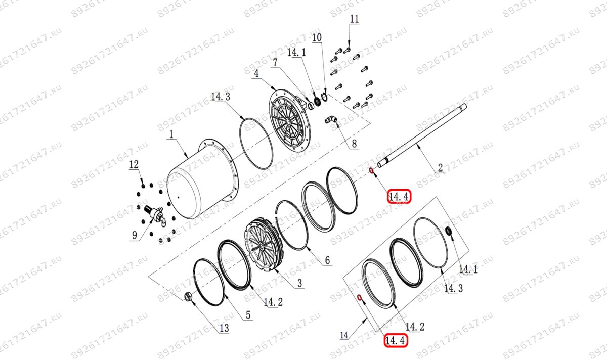  Кольцо штока цилиндра отжима 15.5×2.65 V521, V524, V526, V526U, V624, V626, V626IT, V730 (0)