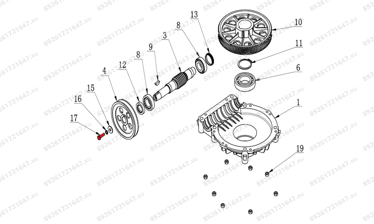  Болт шкива редуктора M8×25 V521, V524, V526, V526U, V624, V626, V626IT, V730 (0)