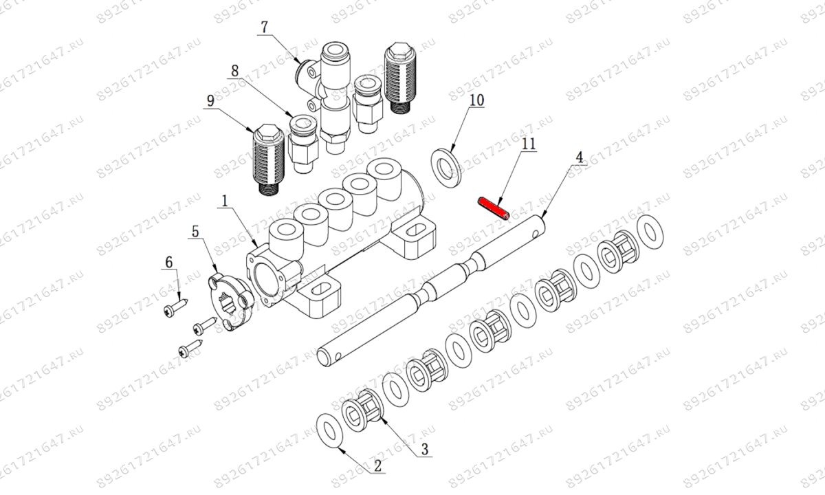  Штифт штока пневмораспределителя V521, V524, V526, V526U, V624, V626, V626IT, V730 (0)