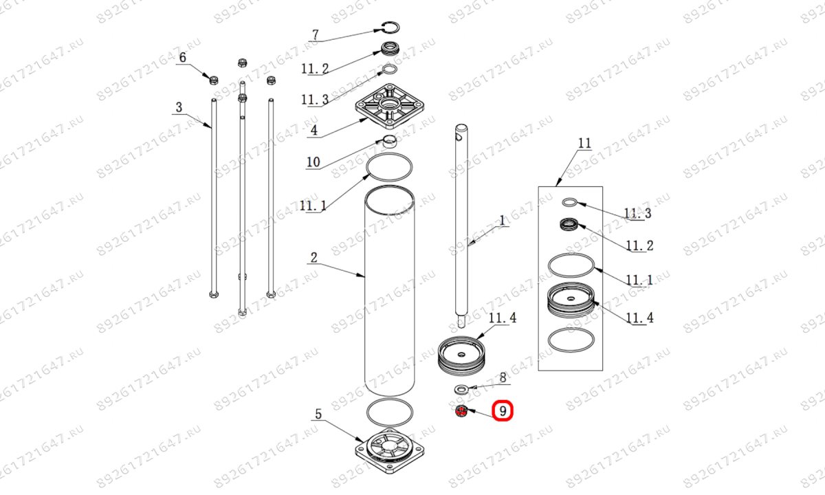  Шестигранная гайка со стопорным кольцом V521, V526, V526U, V624, V626, V626IT, V730 (0)