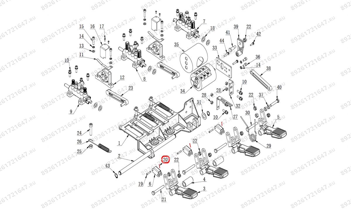  Штифт с прорезью соединителя педали и пневмораспределителя V521, V624, V626, V626IT, V730 (0)